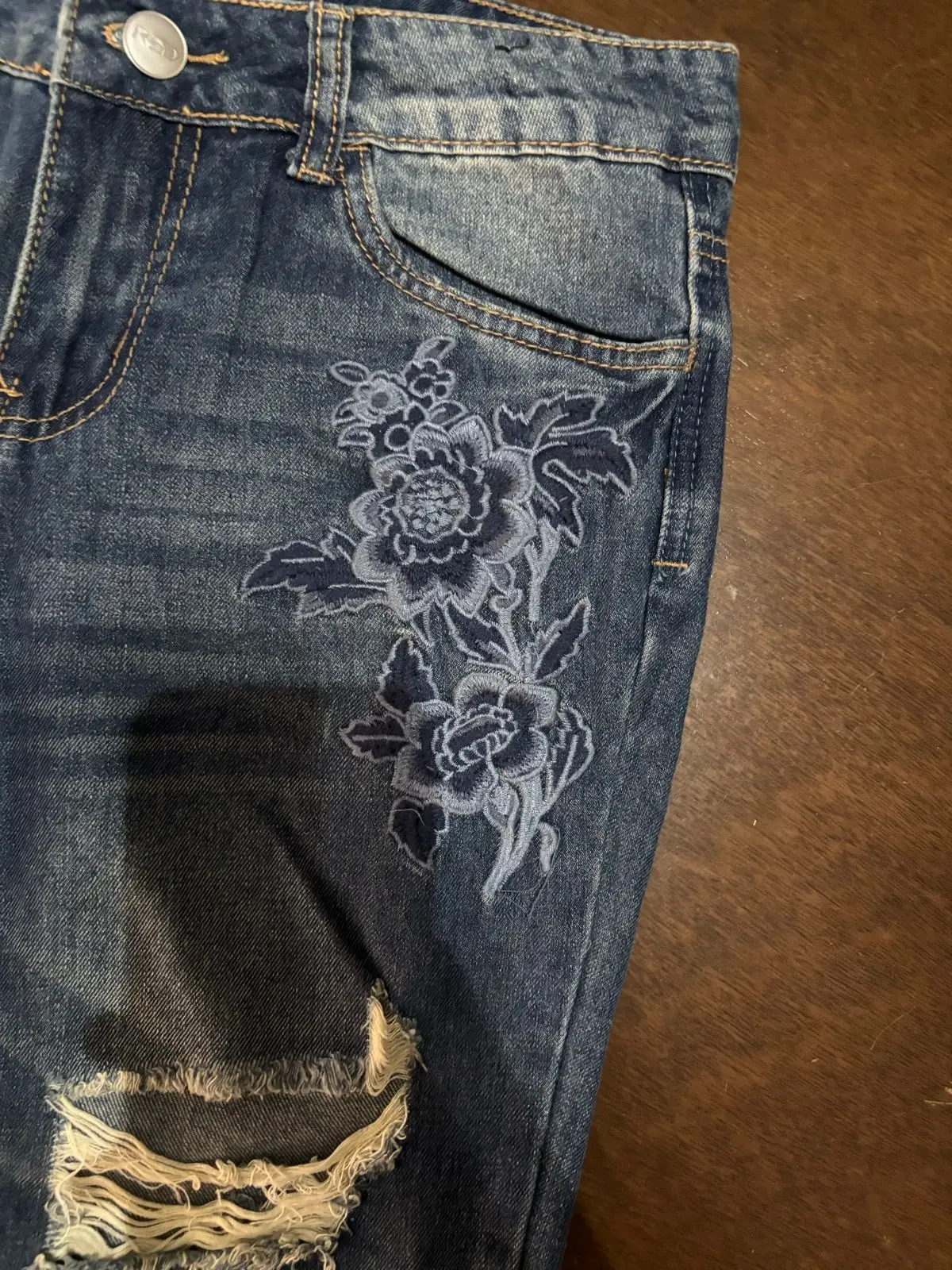 Mr Price Distressed Jeans with Floral Embroidery Size 32