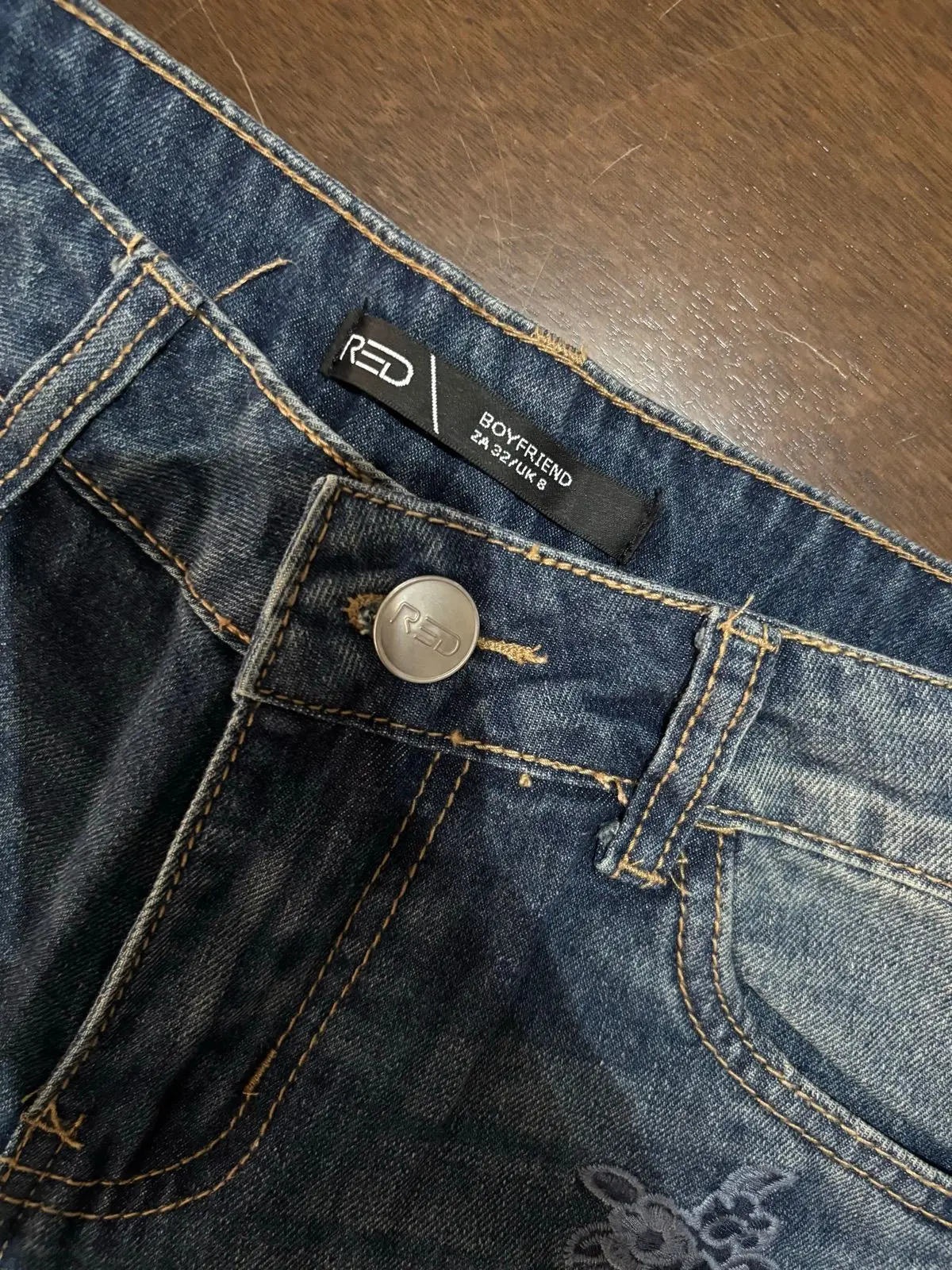 Mr Price Distressed Jeans with Floral Embroidery Size 32