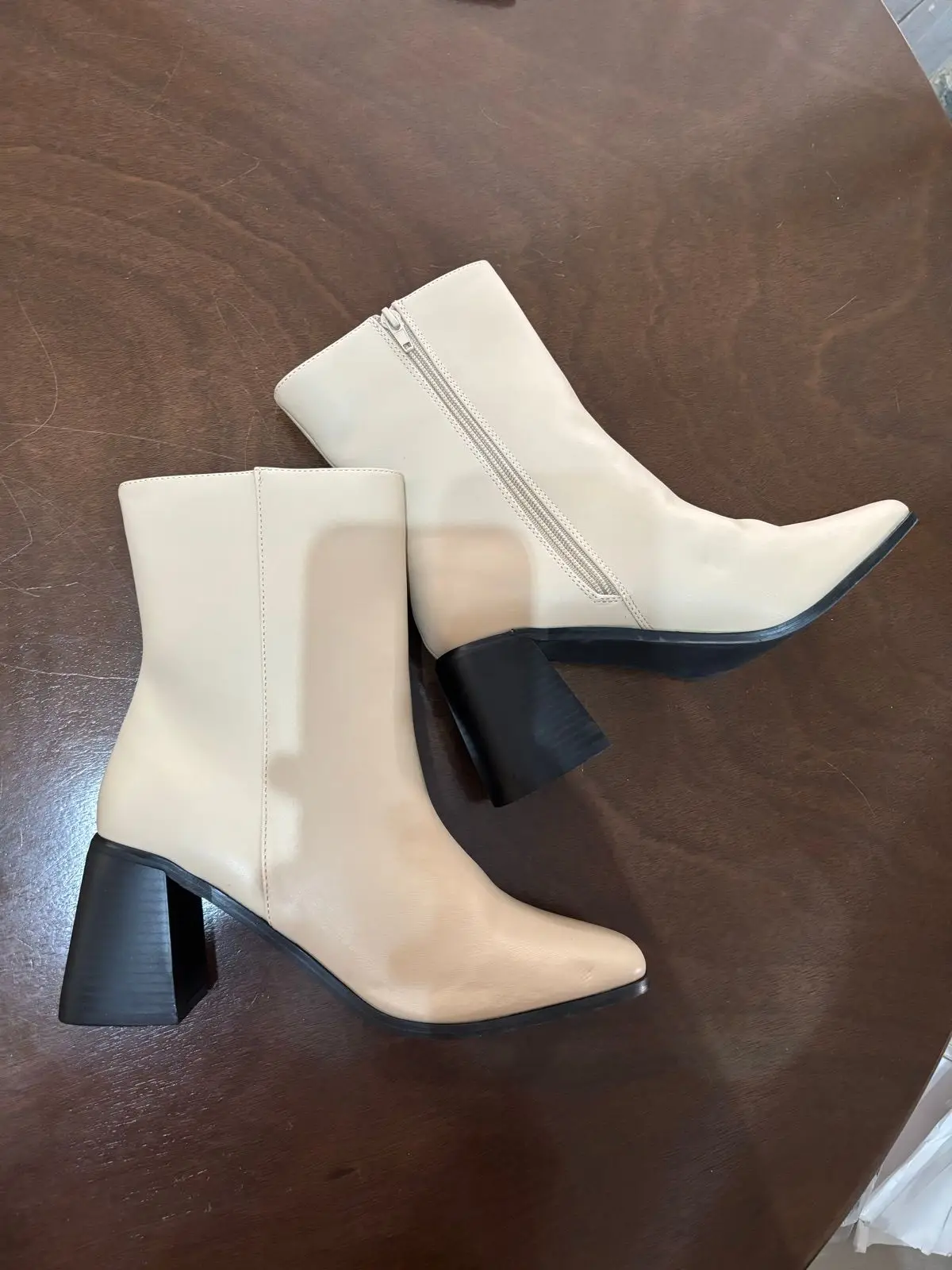 Cotton On Cream Block Heel Boots Size 40