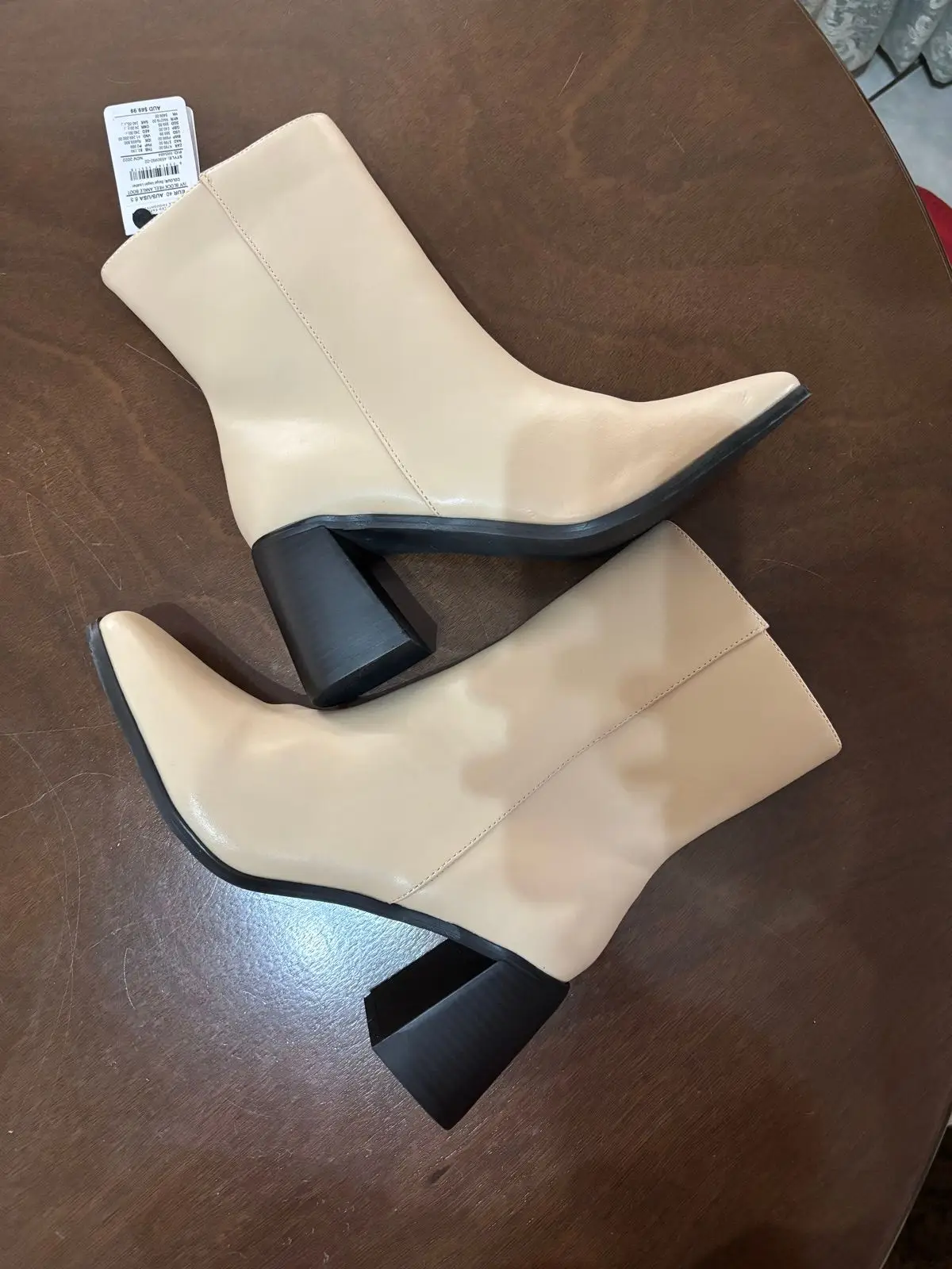 Cotton On Cream Block Heel Boots Size 40