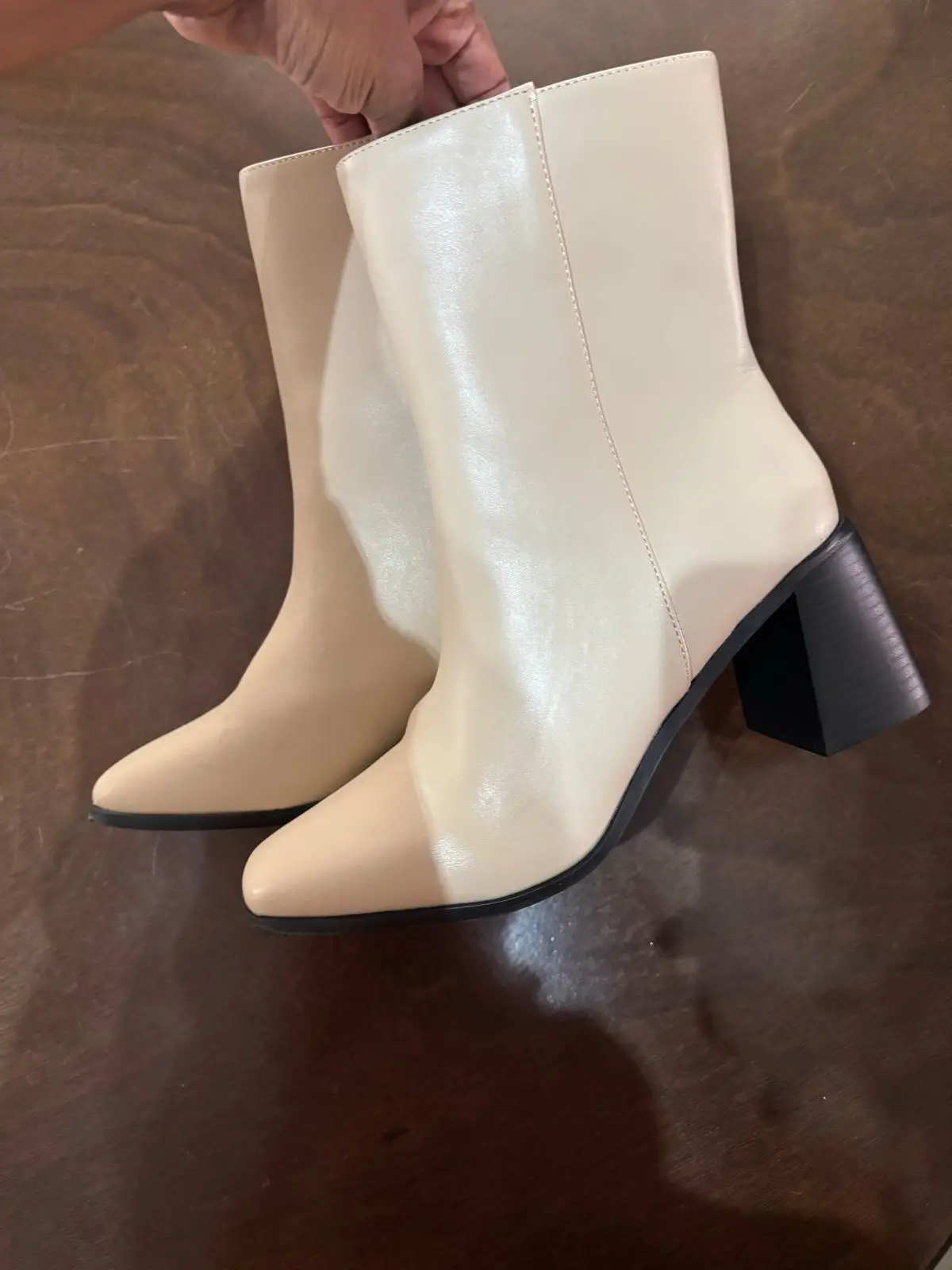 Cotton On Cream Block Heel Boots Size 40