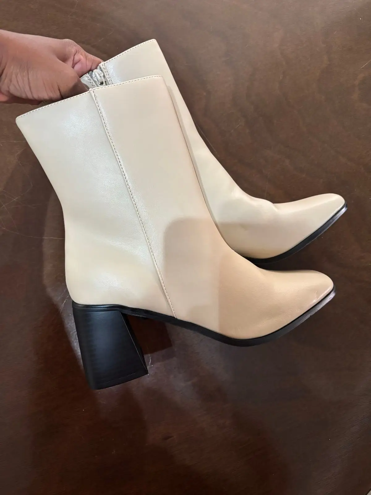Cotton On Cream Block Heel Boots Size 40