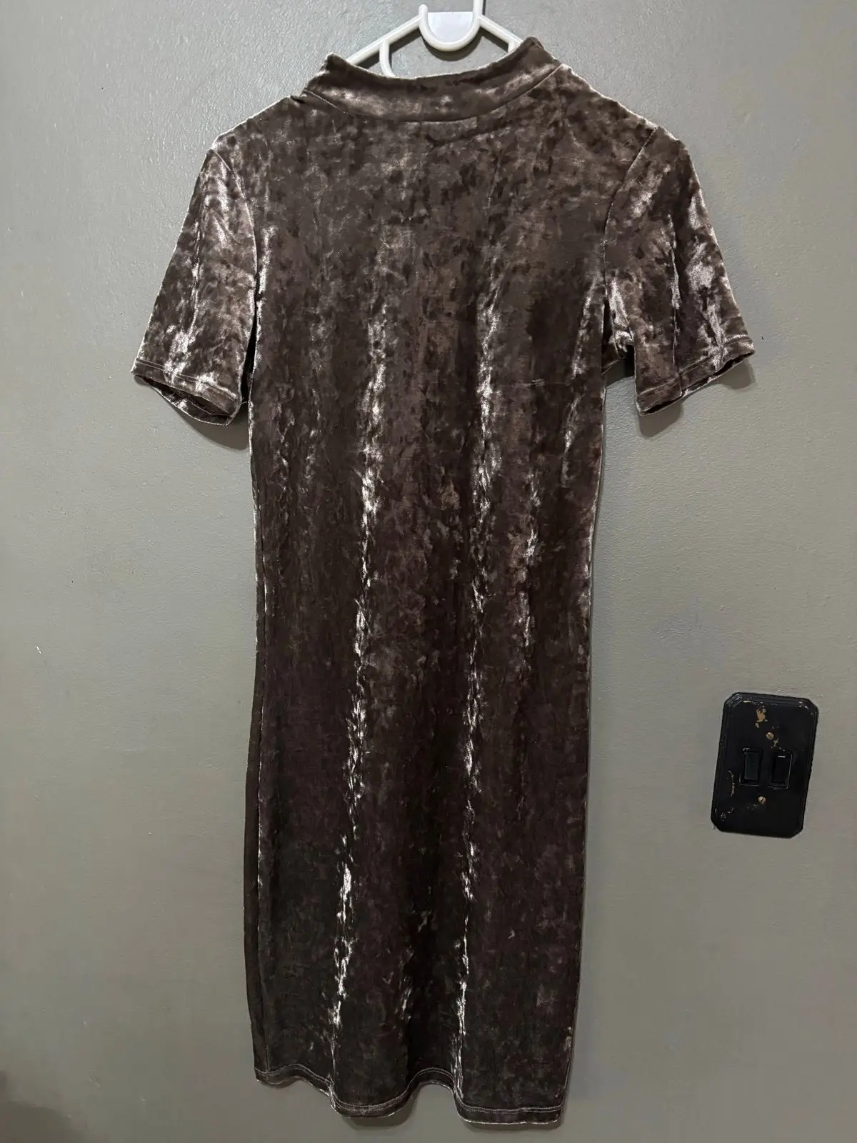 Cotton On Crushed Velvet Mini Dress Brown