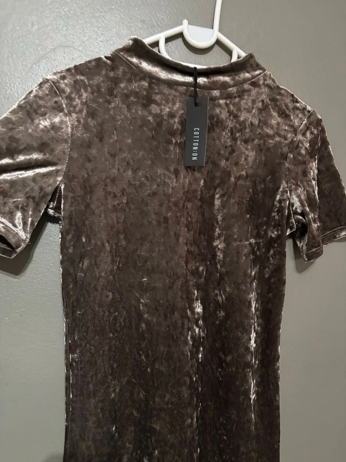 Cotton On Crushed Velvet Mini Dress Brown