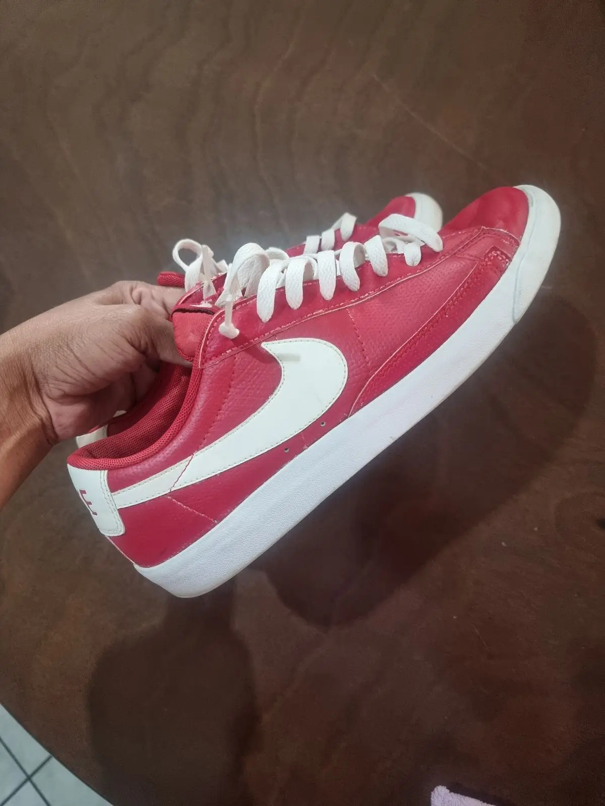 Nike Red and White Low Top Sneakers