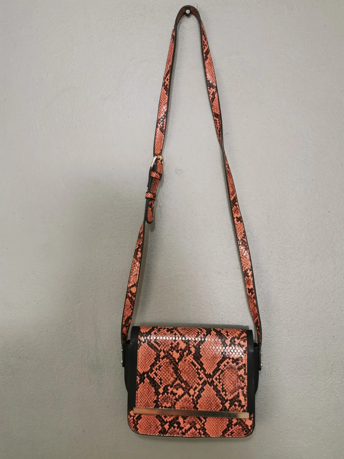 Foschini Orange Snake Print Cross-Body Bag