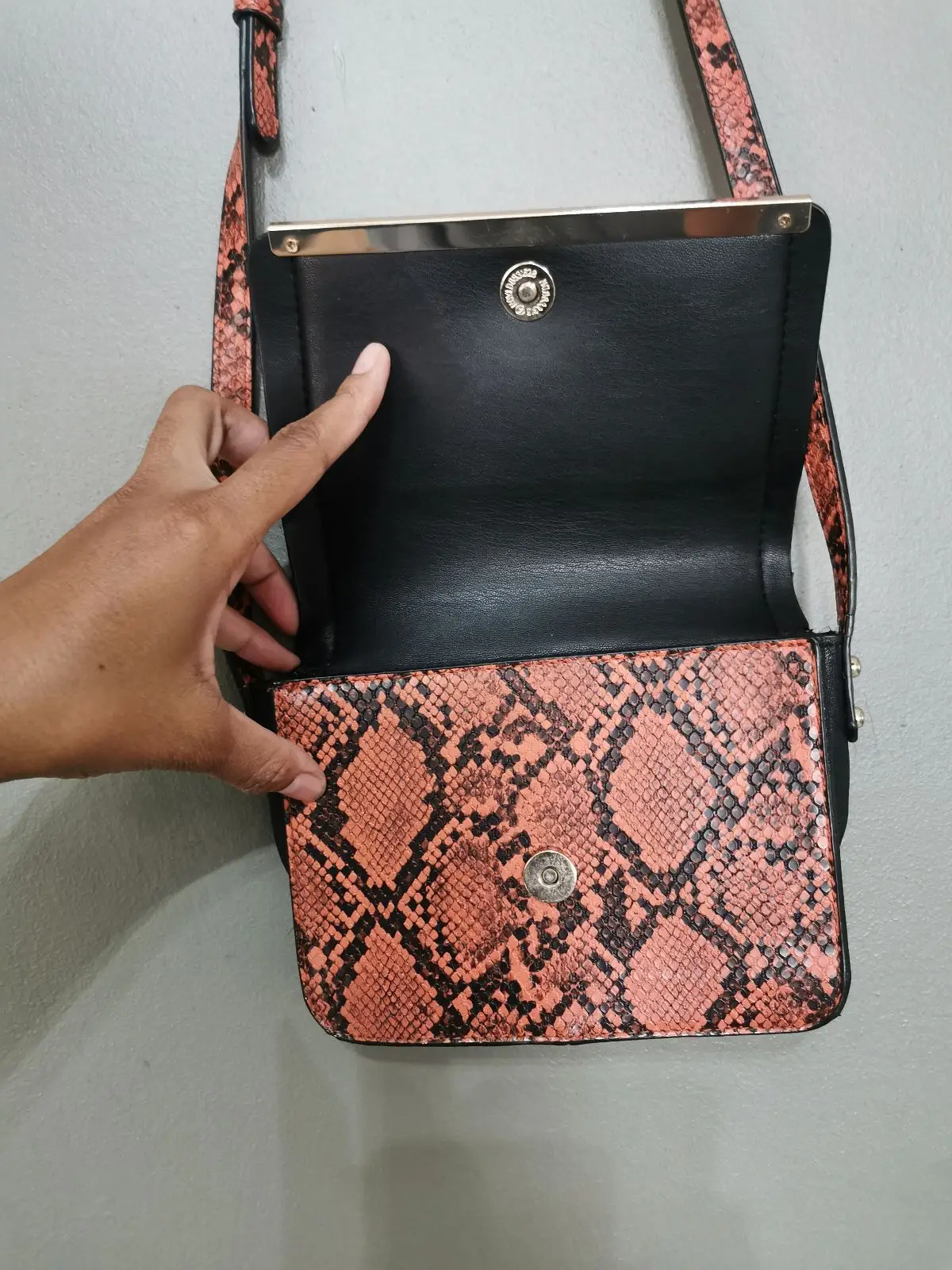Foschini Orange Snake Print Cross-Body Bag