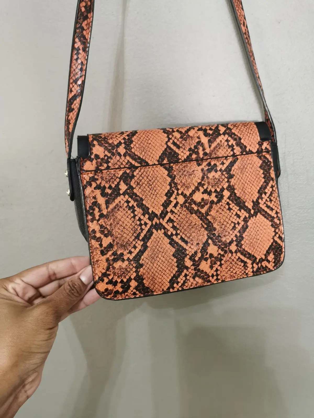Foschini Orange Snake Print Cross-Body Bag
