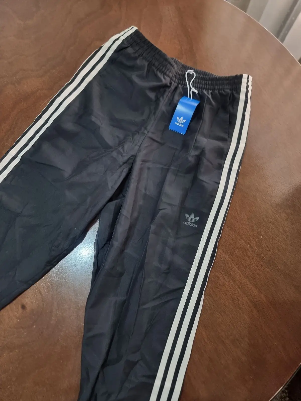 Adidas Black Track Pants with White Stripes