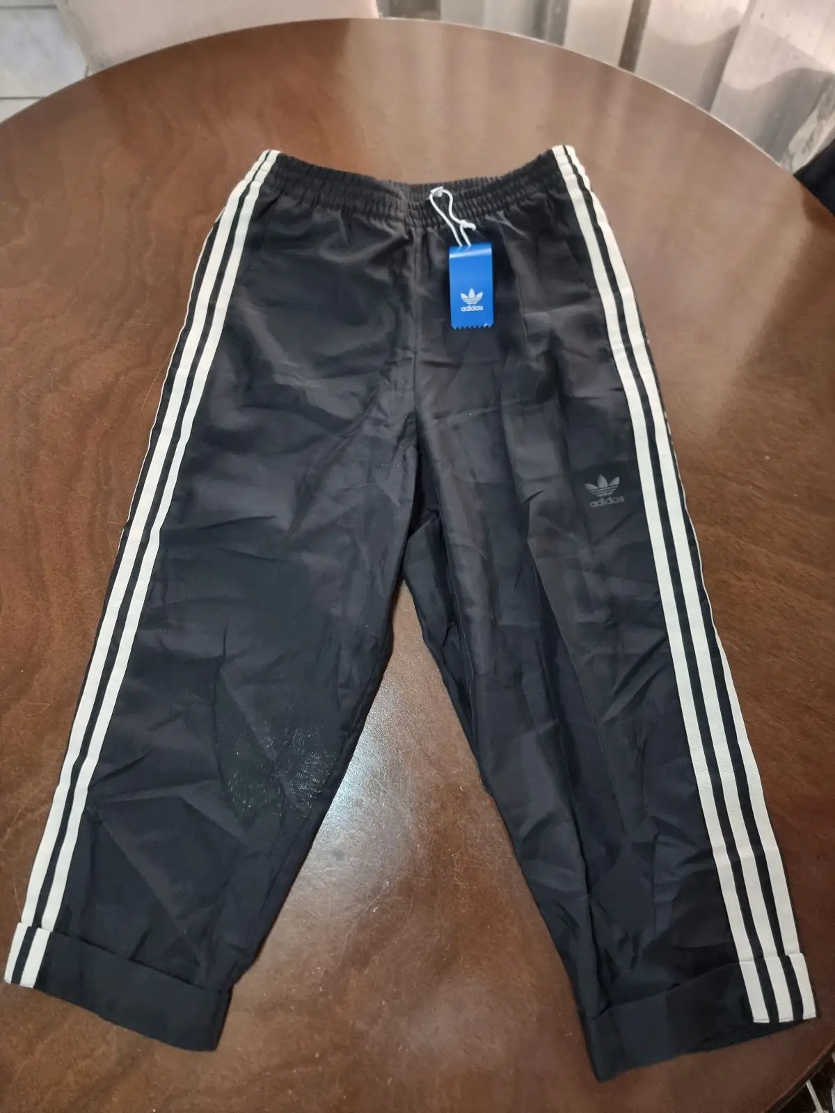 Adidas Black Track Pants with White Stripes