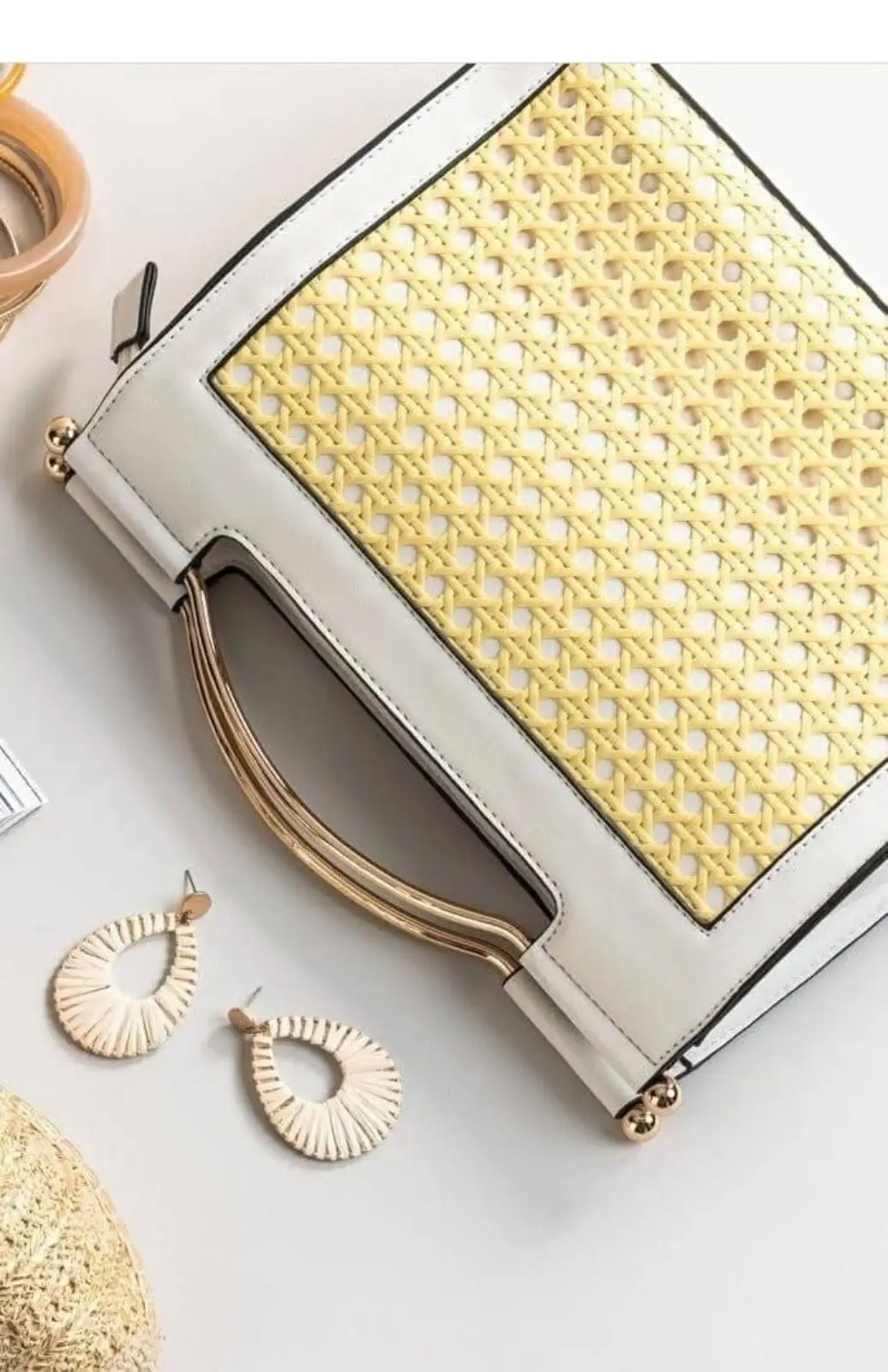 Foschini White and Yellow Handbag