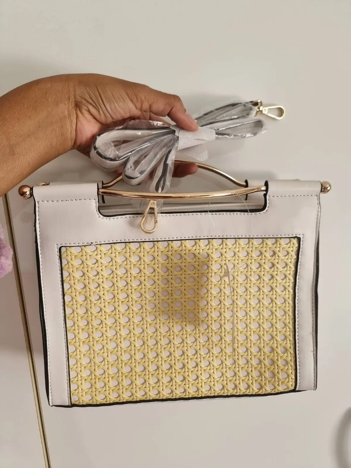 Foschini White and Yellow Handbag