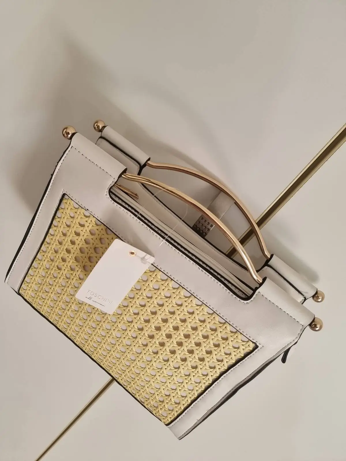 Foschini White and Yellow Handbag