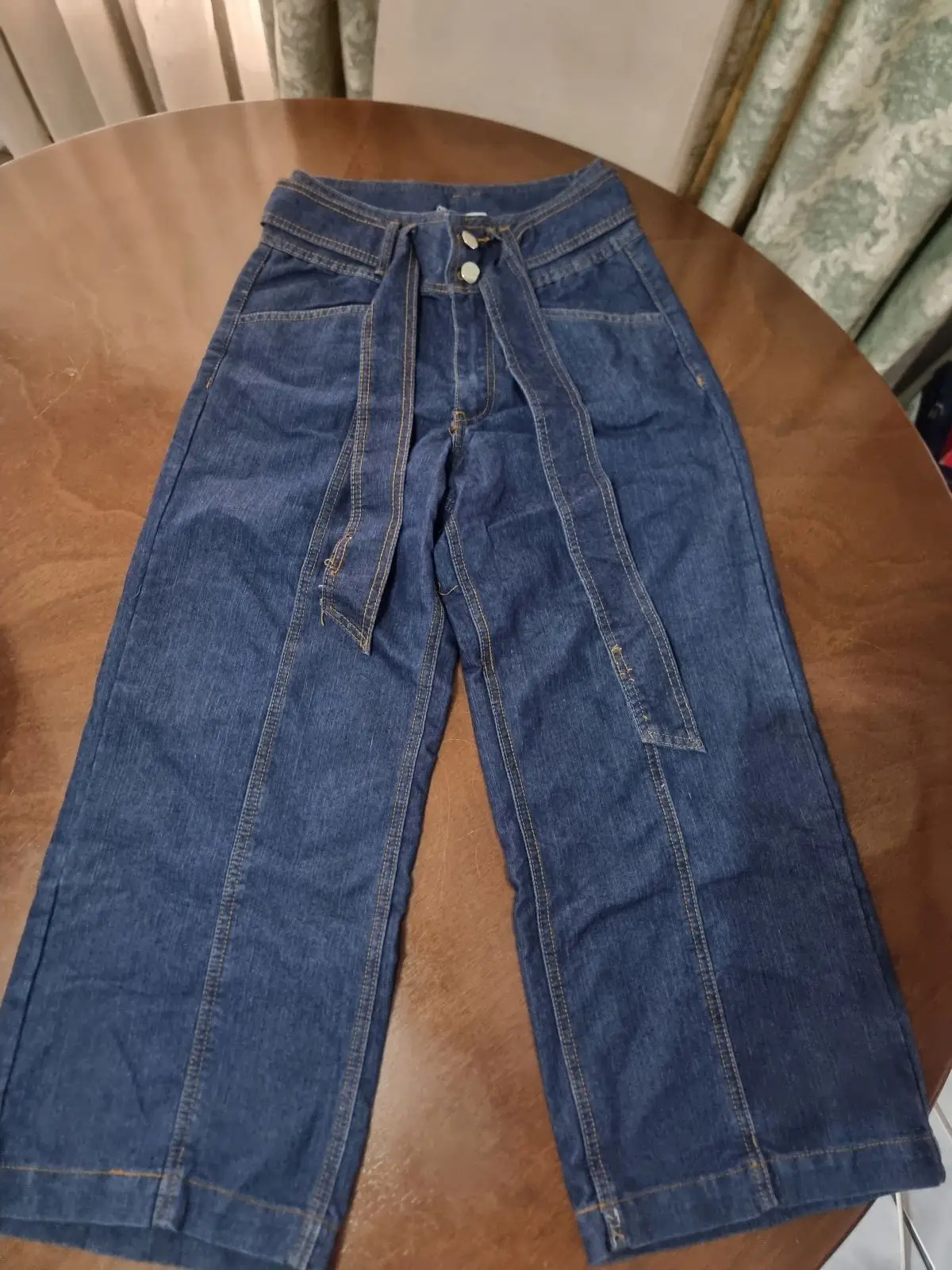 Mr Price Dark Wash Denim Wide-Leg Pants with Tie Belt