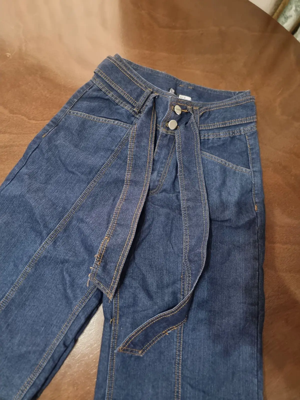 Mr Price Dark Wash Denim Wide-Leg Pants with Tie Belt