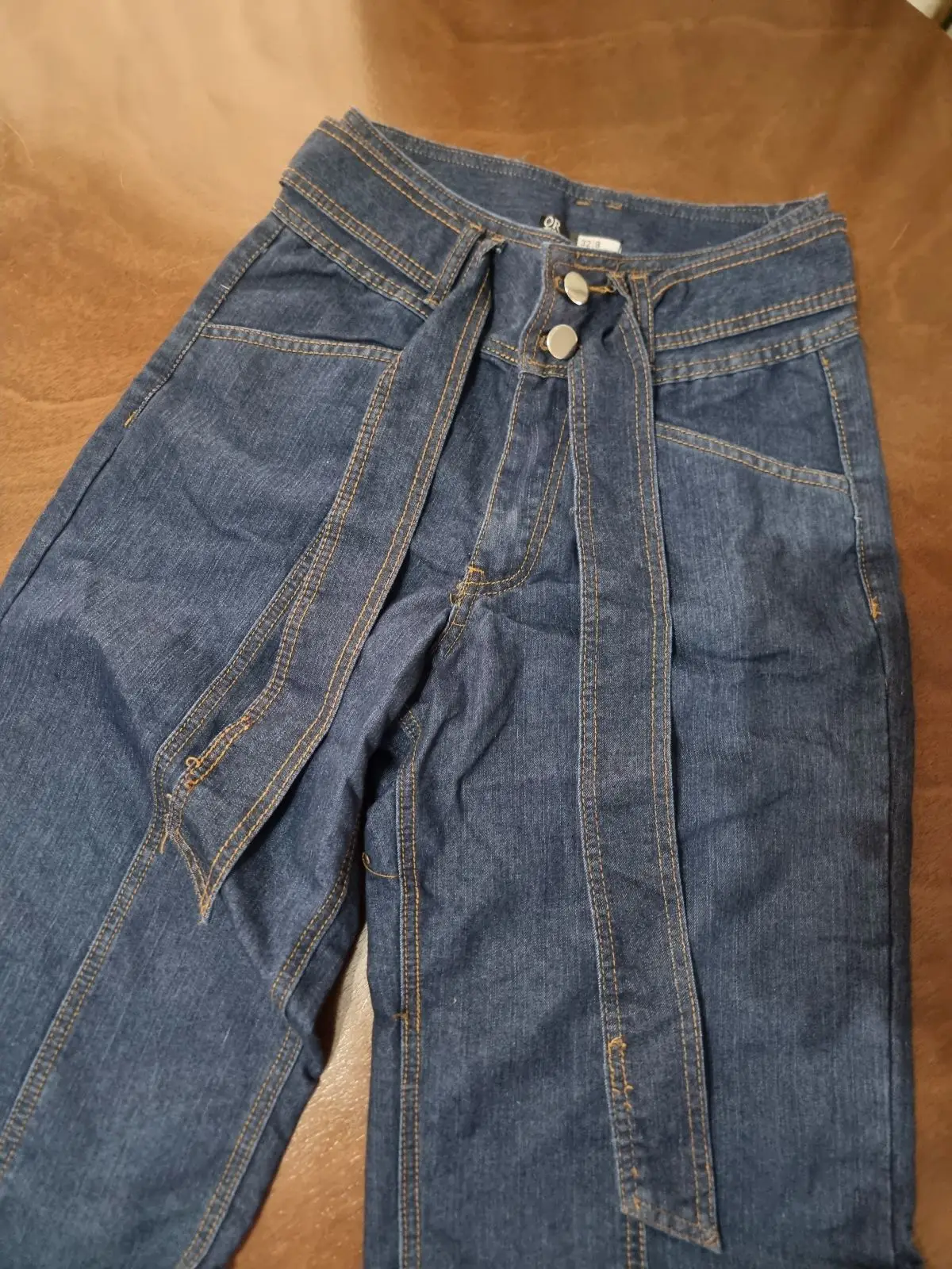 Mr Price Dark Wash Denim Wide-Leg Pants with Tie Belt