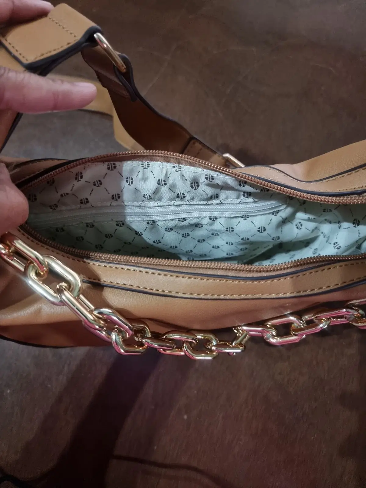 Foschini Tan Shoulder Bag with Gold Chain
