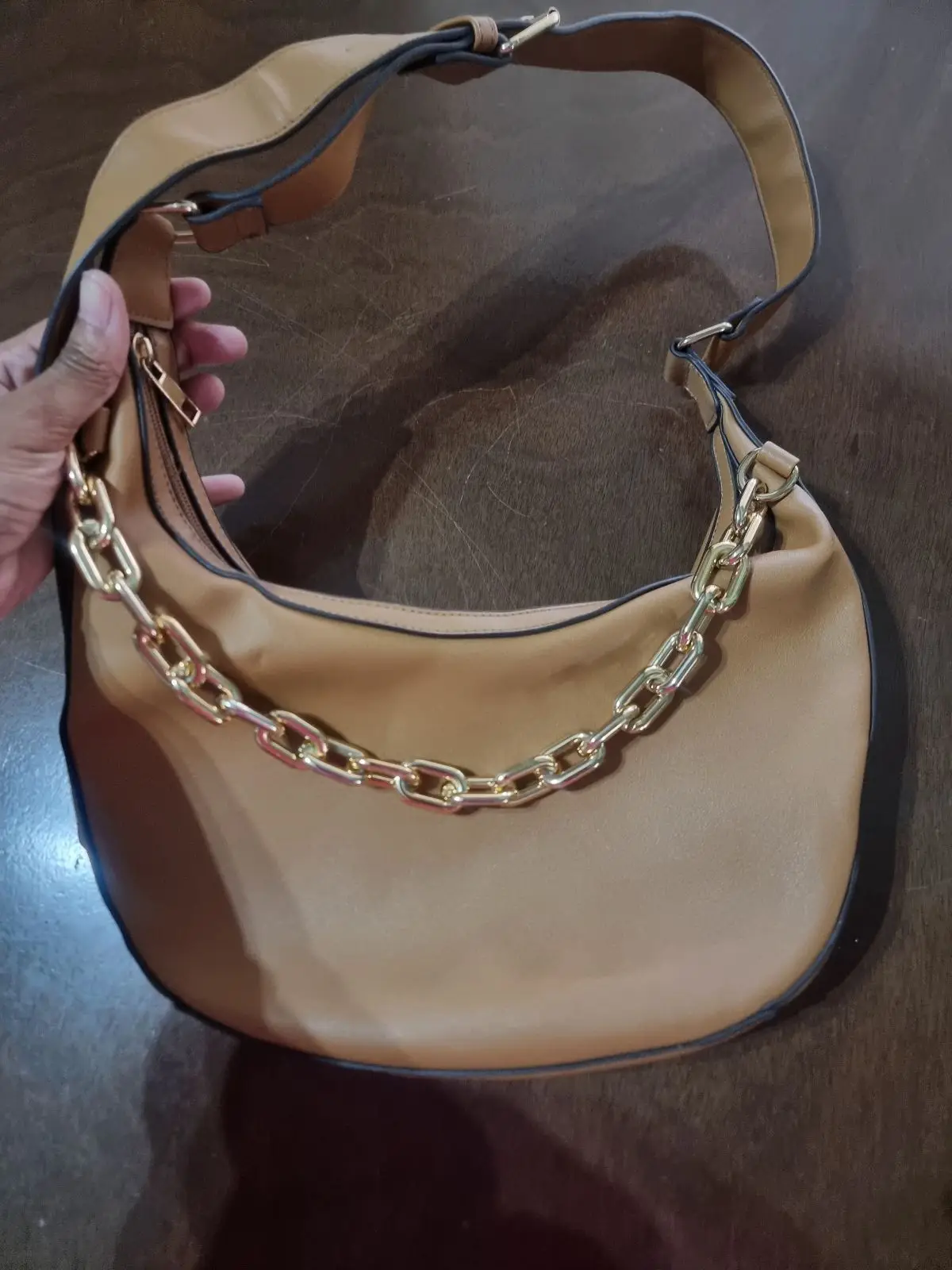 Foschini Tan Shoulder Bag with Gold Chain