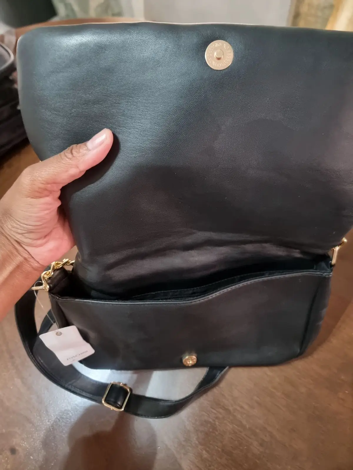 Foschini Black Quilted Shoulder Bag with Gold Chain