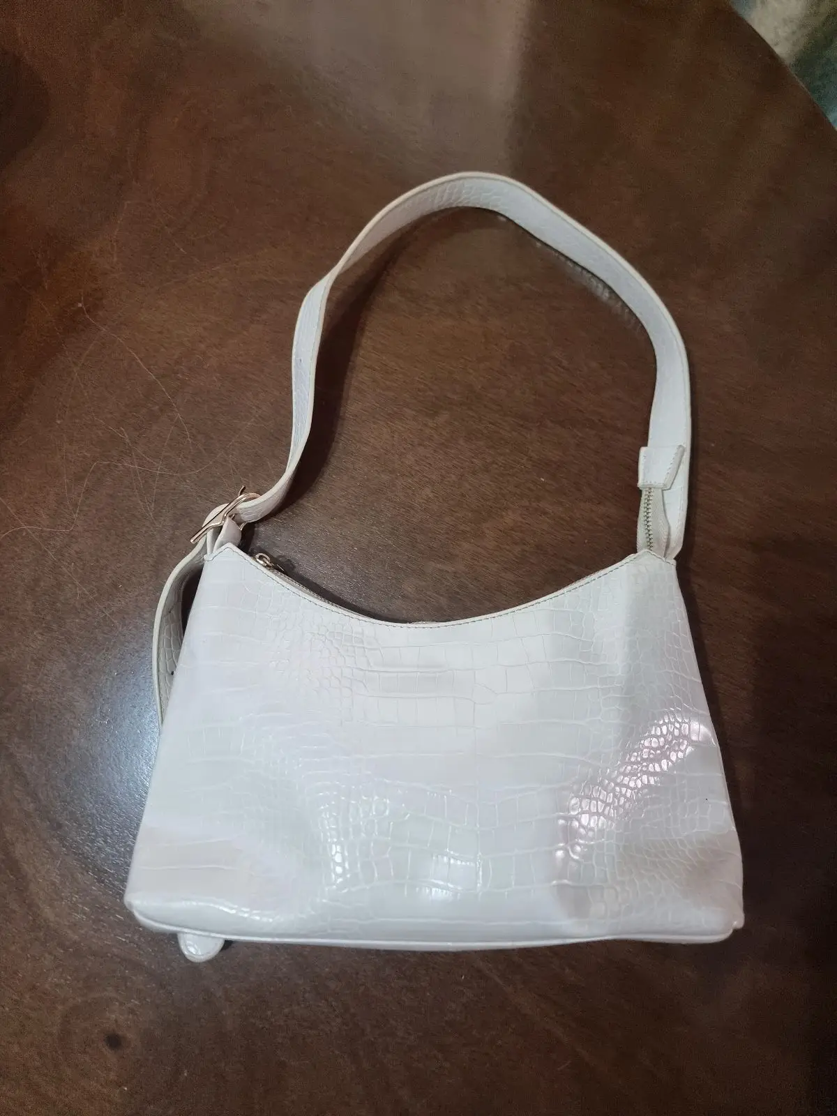 Cotton On White Croc Embossed Shoulder Bag