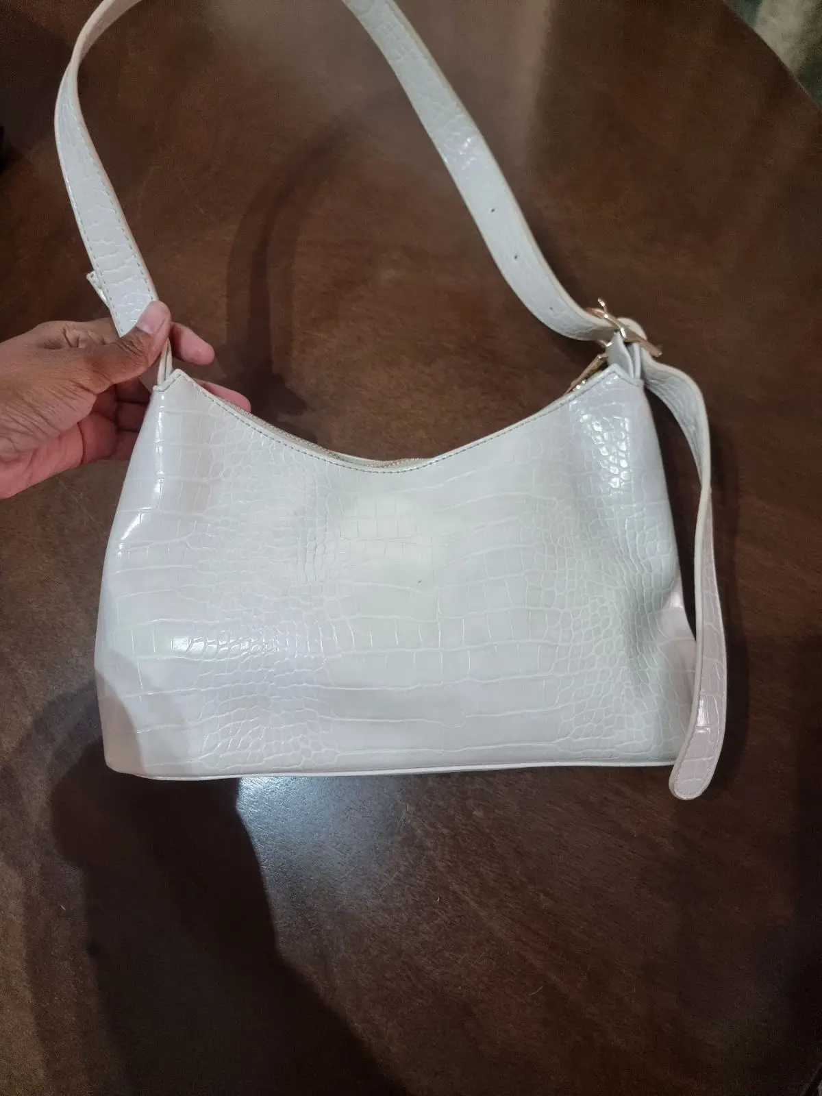Cotton On White Croc Embossed Shoulder Bag