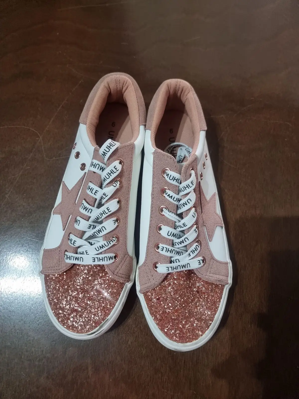 Foschini Umuhle Glitter Toe Sneakers Pink White Size 6