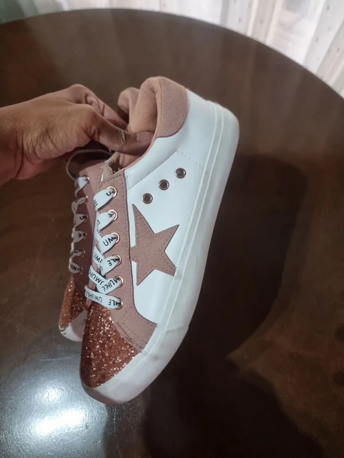 Foschini Umuhle Glitter Toe Sneakers Pink White Size 6