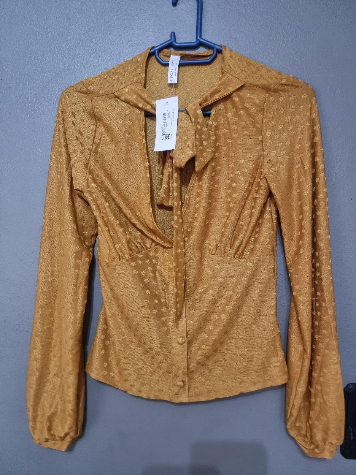 Foschini Mustard Yellow Long-Sleeve Tie-Neck Top