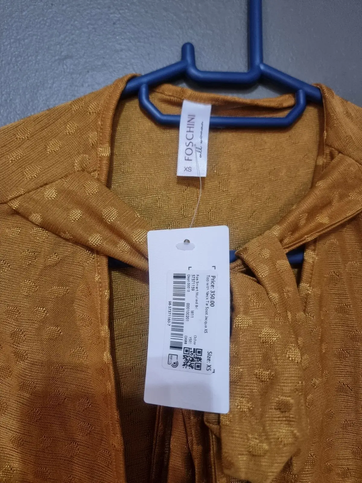 Foschini Mustard Yellow Long-Sleeve Tie-Neck Top