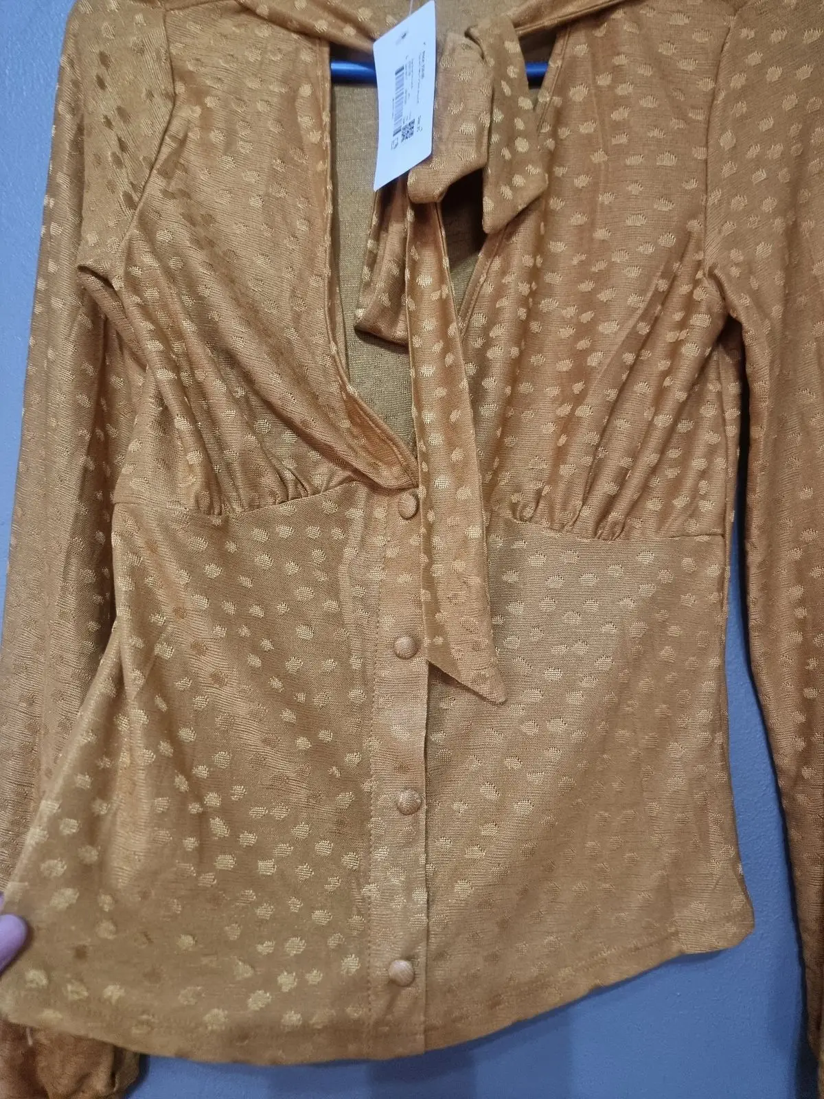 Foschini Mustard Yellow Long-Sleeve Tie-Neck Top