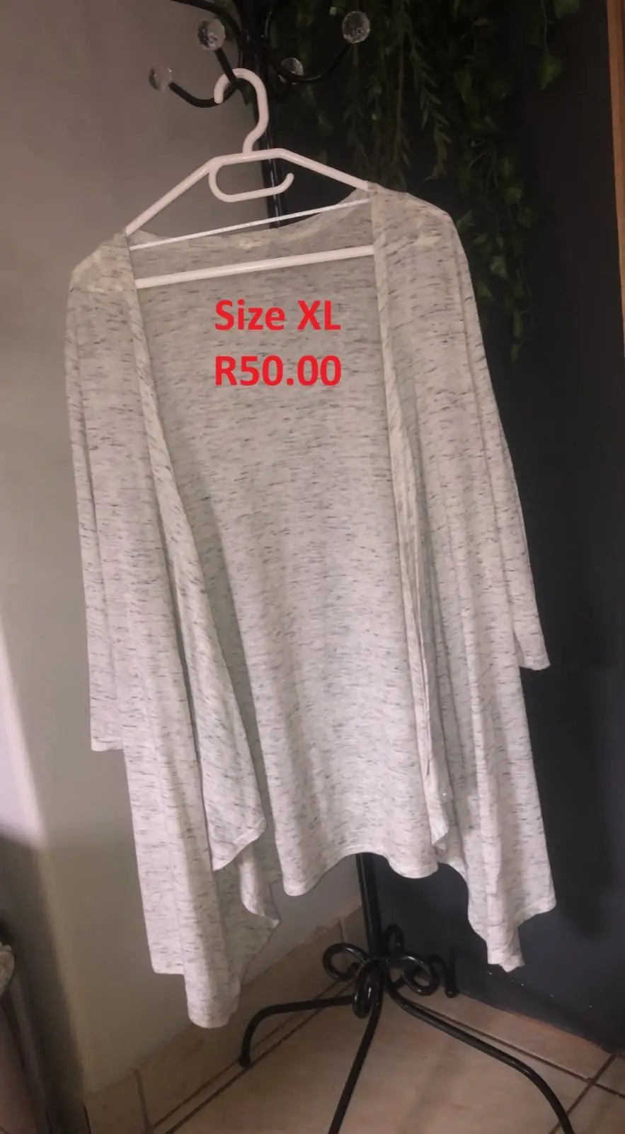 Grey Marl Open Front Cardigan Size XL