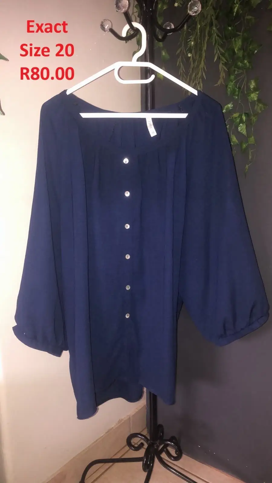 Exact Navy Blue Button-Up Top Size 20