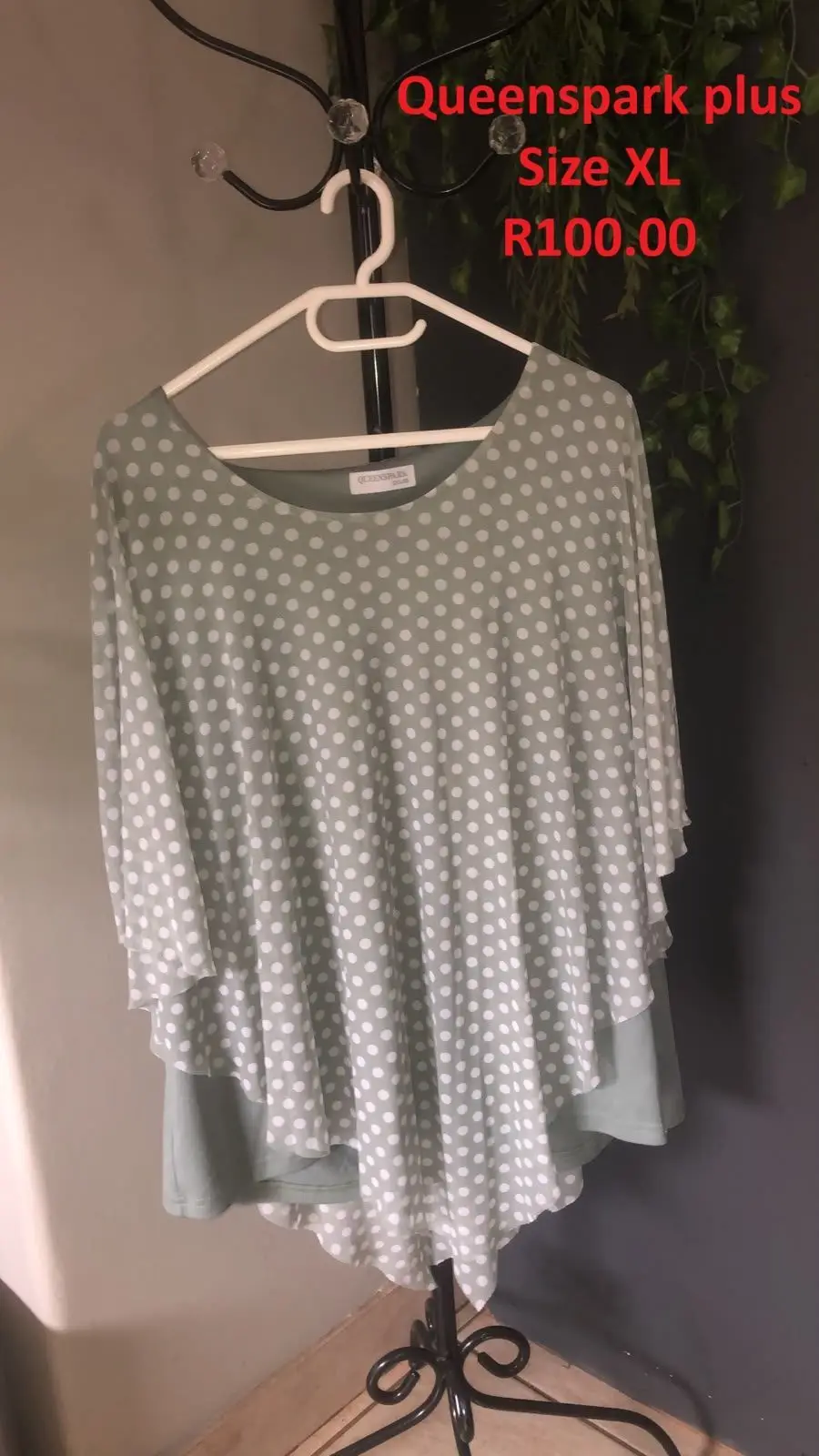 Queenspark Plus Polka Dot Layered Top