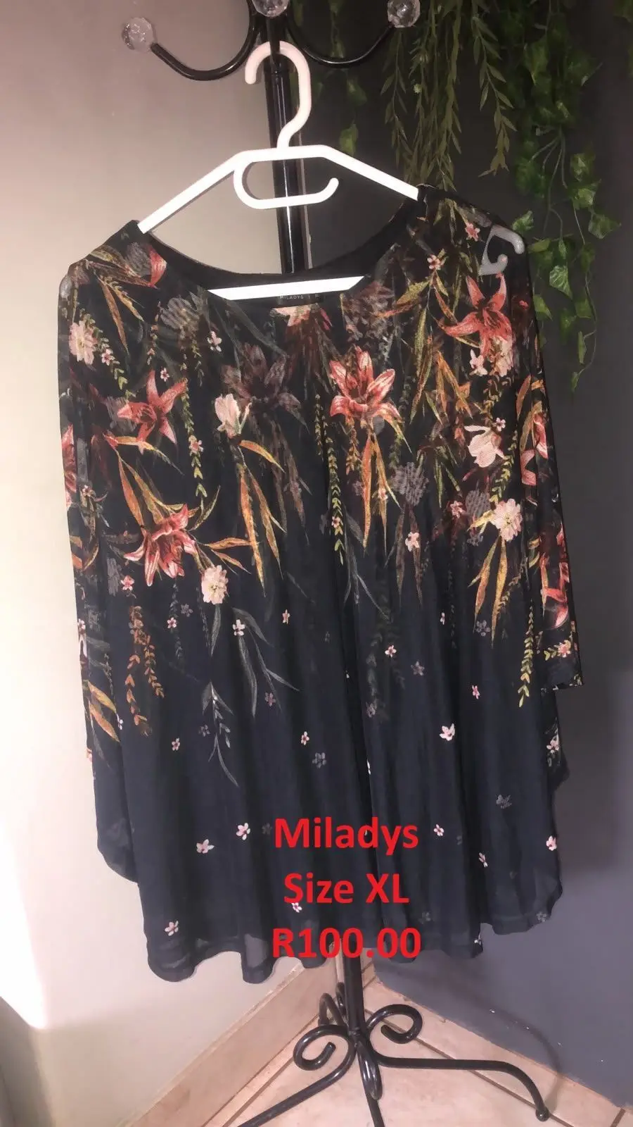 Miladys Floral Print Sheer Overlay Top