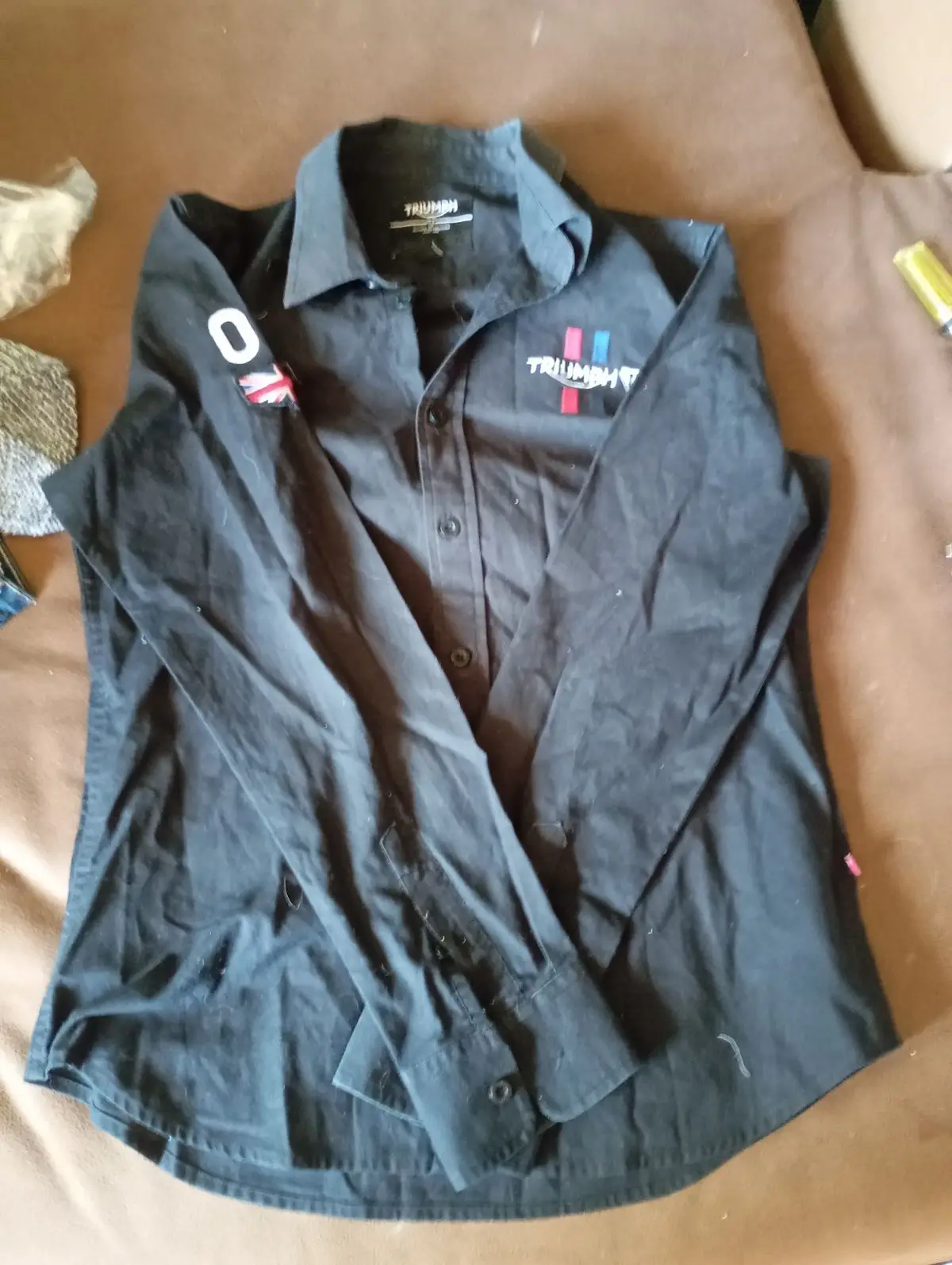 Triumph Black Short Sleeve Button-Up Shirt