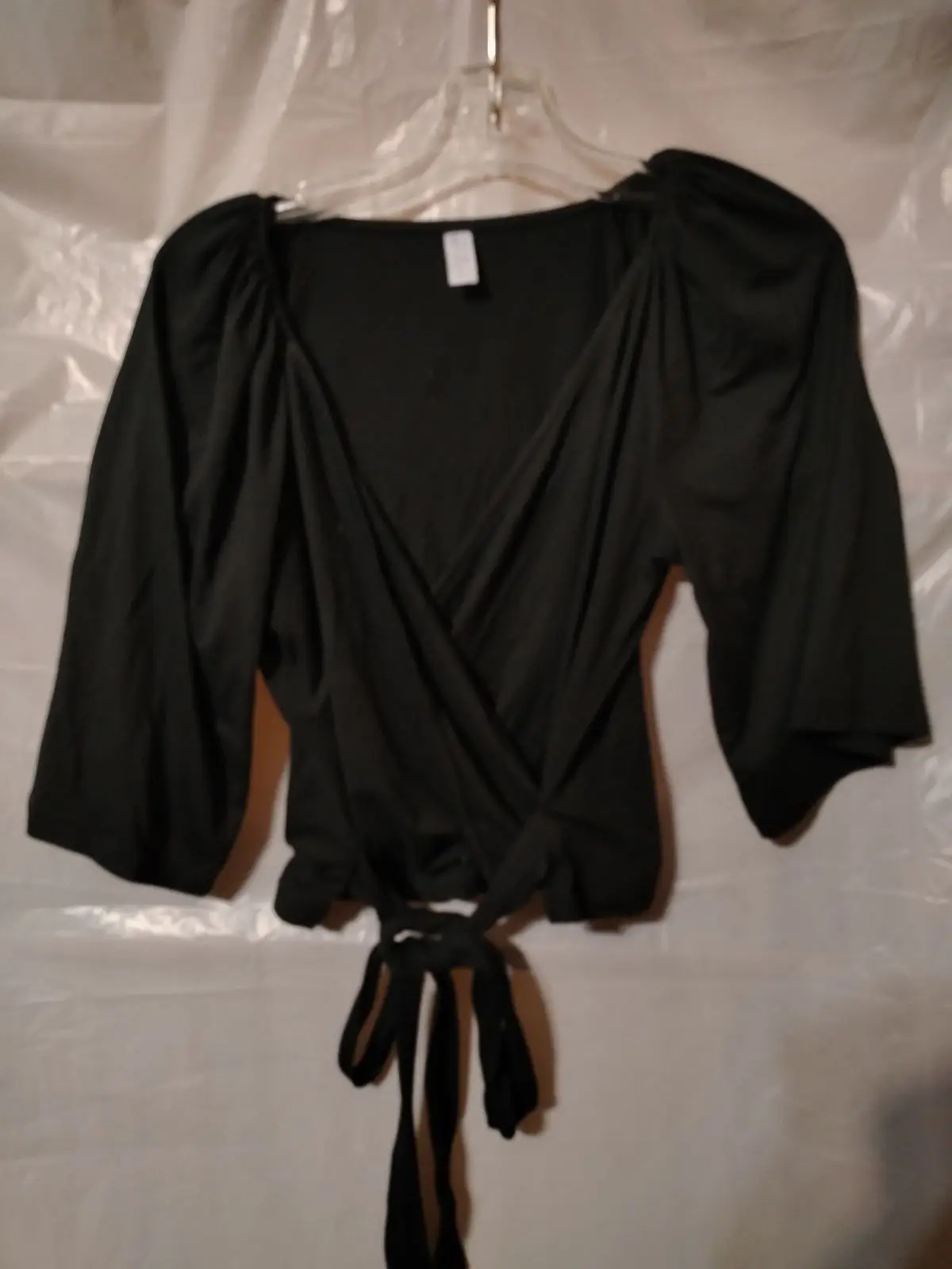 Foschini Black Puff Sleeve Wrap Top