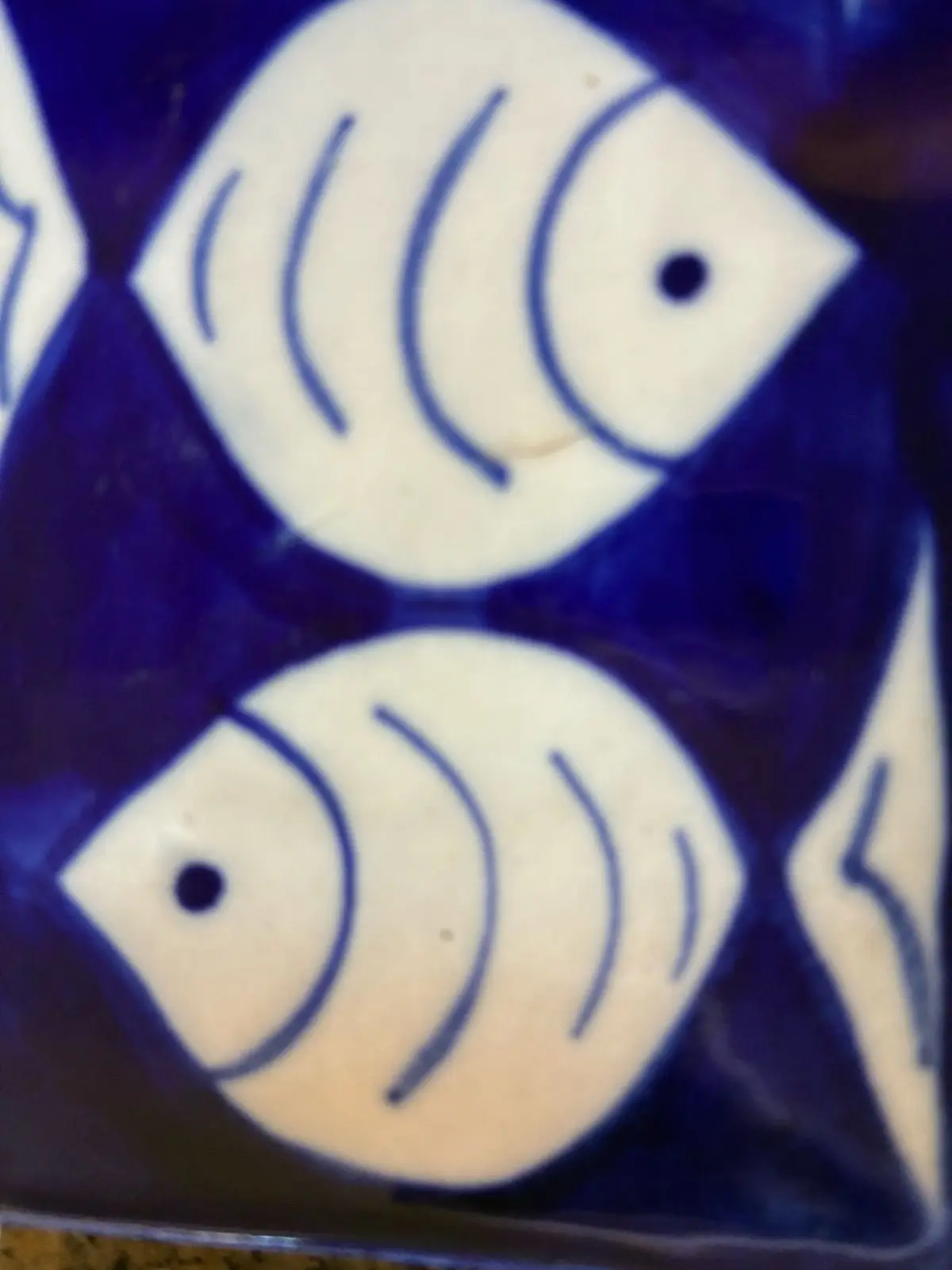 Blue and White Ceramic Fish Pattern Dish Small