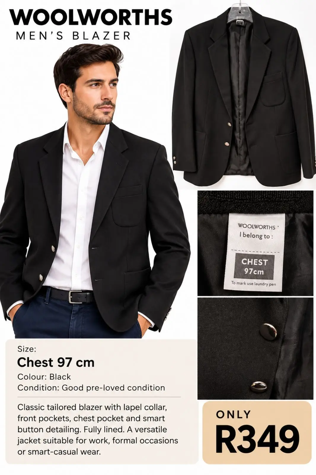 Woolworths Men's Black Blazer