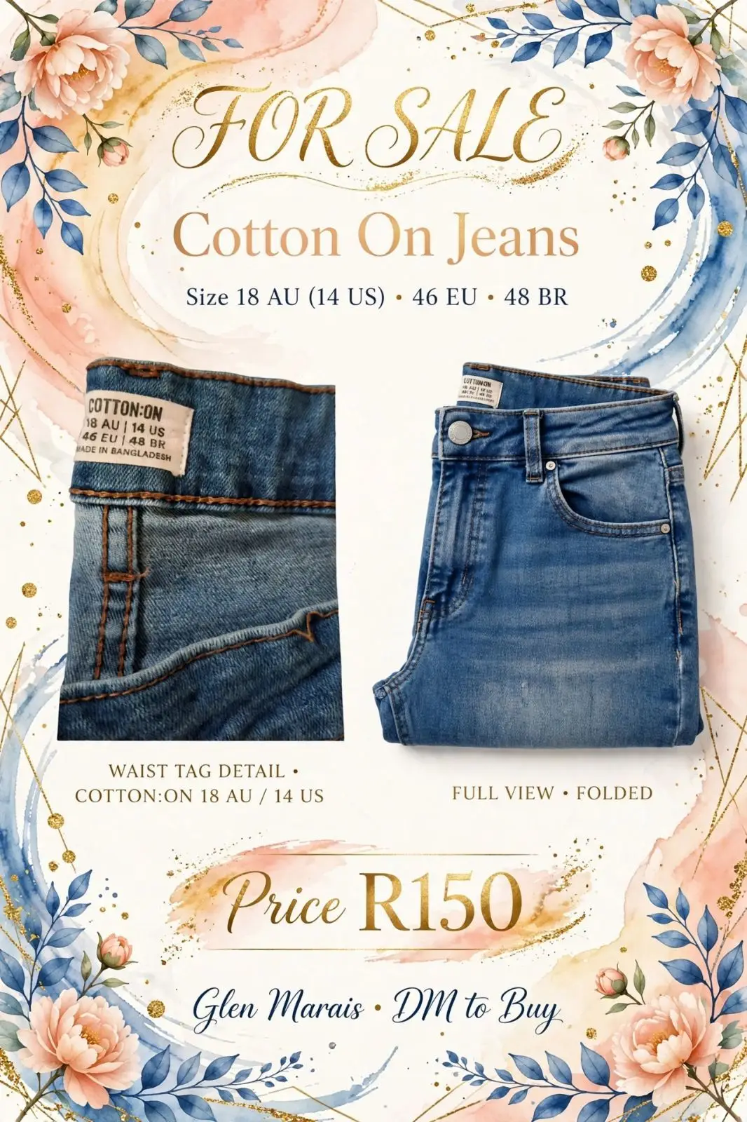 Cotton On Blue Denim Jeans Size 14 US