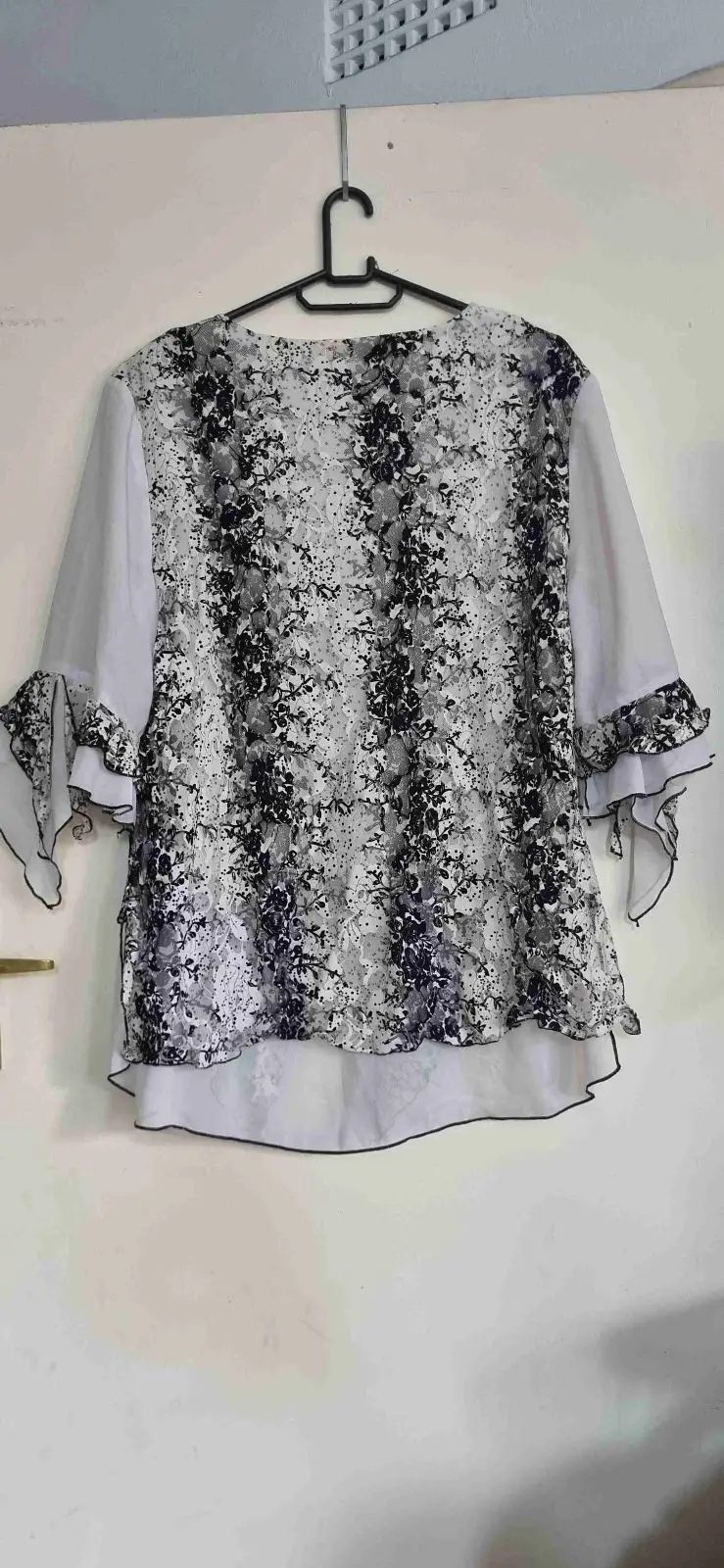 Jin Taiyang Floral Lace Overlay Blouse Grey XL