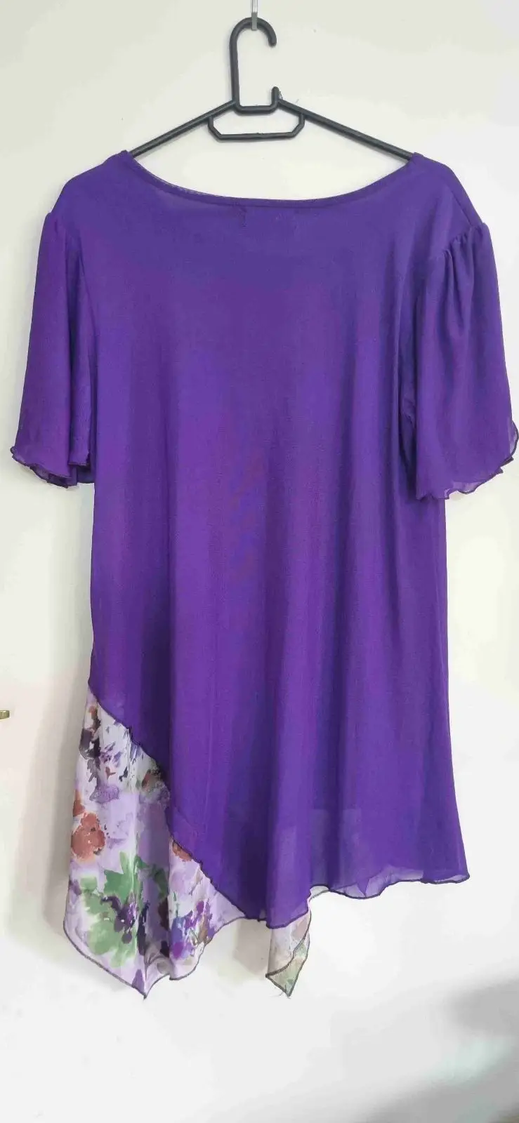 Purple Floral Panel Top with Button Details