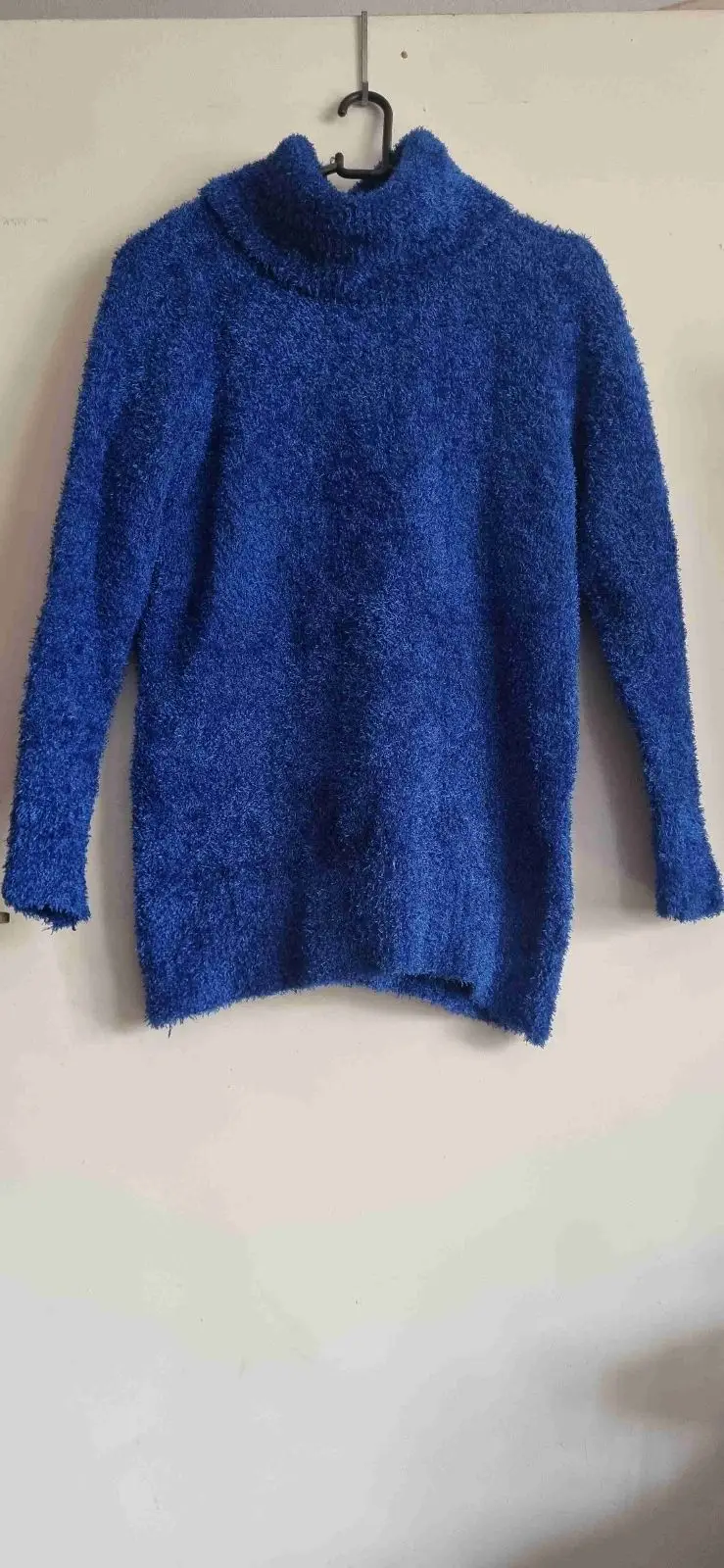 Blue Fuzzy Turtleneck Sweater