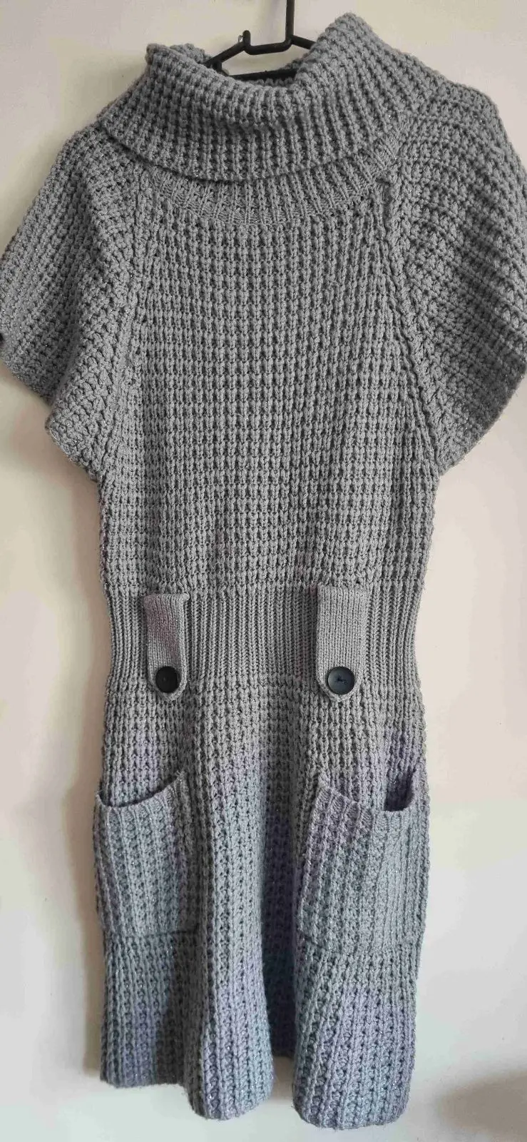 Grey Knitted Turtleneck Dress