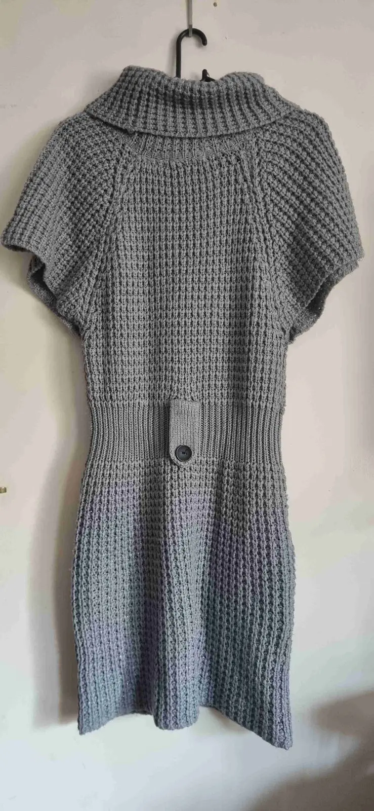 Grey Knitted Turtleneck Dress