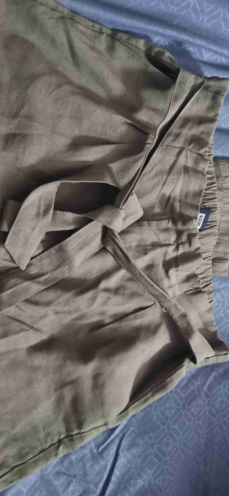 Olive Green High-Waisted Belted Trousers
