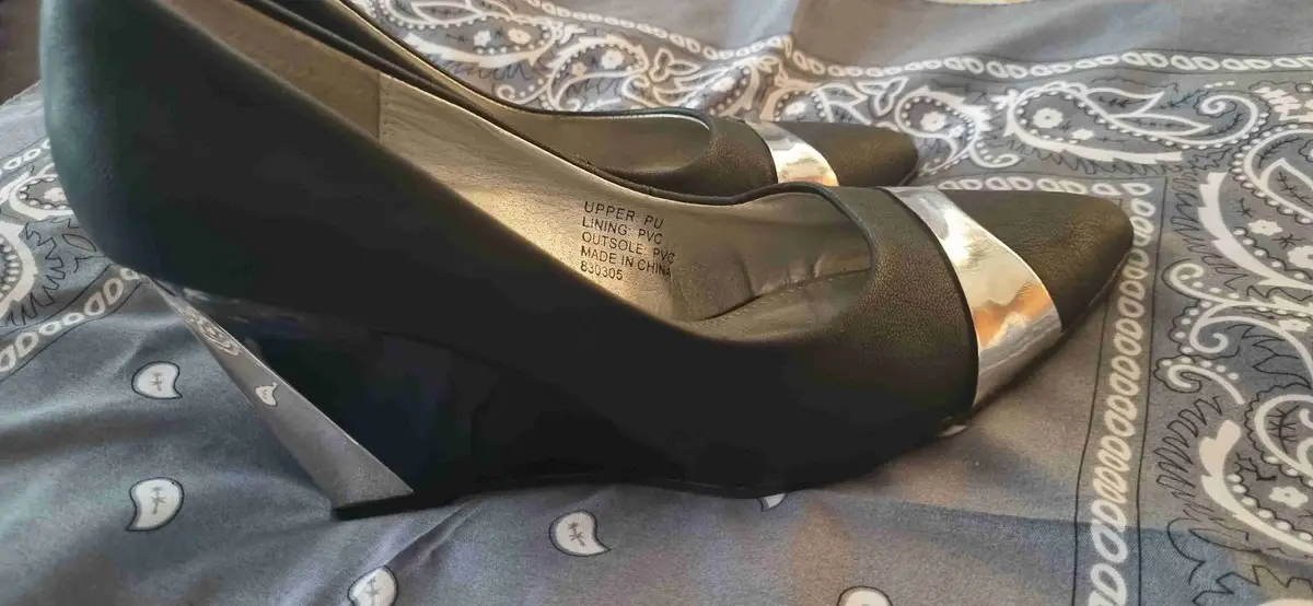 AWOL Black Heels with Silver Toe Caps Size 6