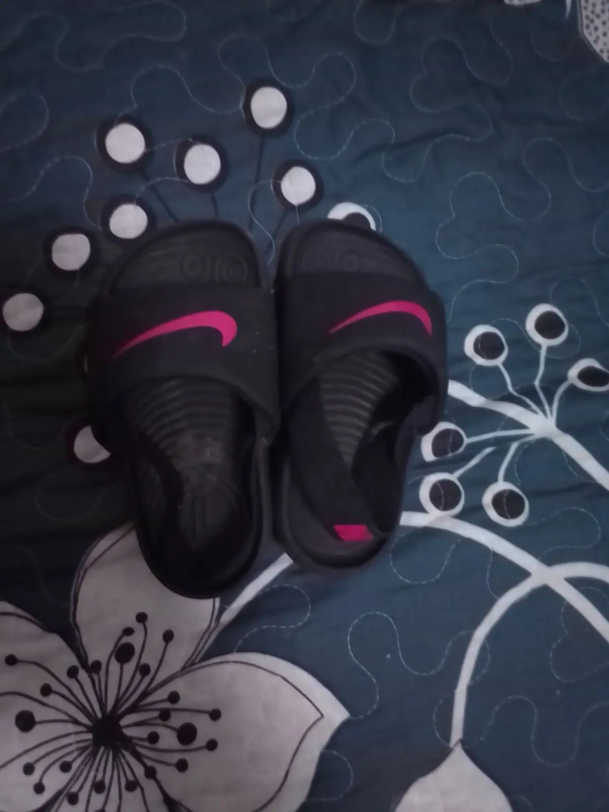 Nike Black and Pink Slides