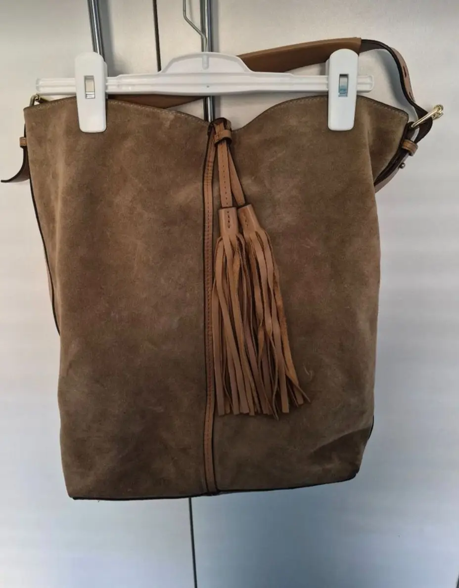 Country Road Brown Suede Hobo Bag with Tassels