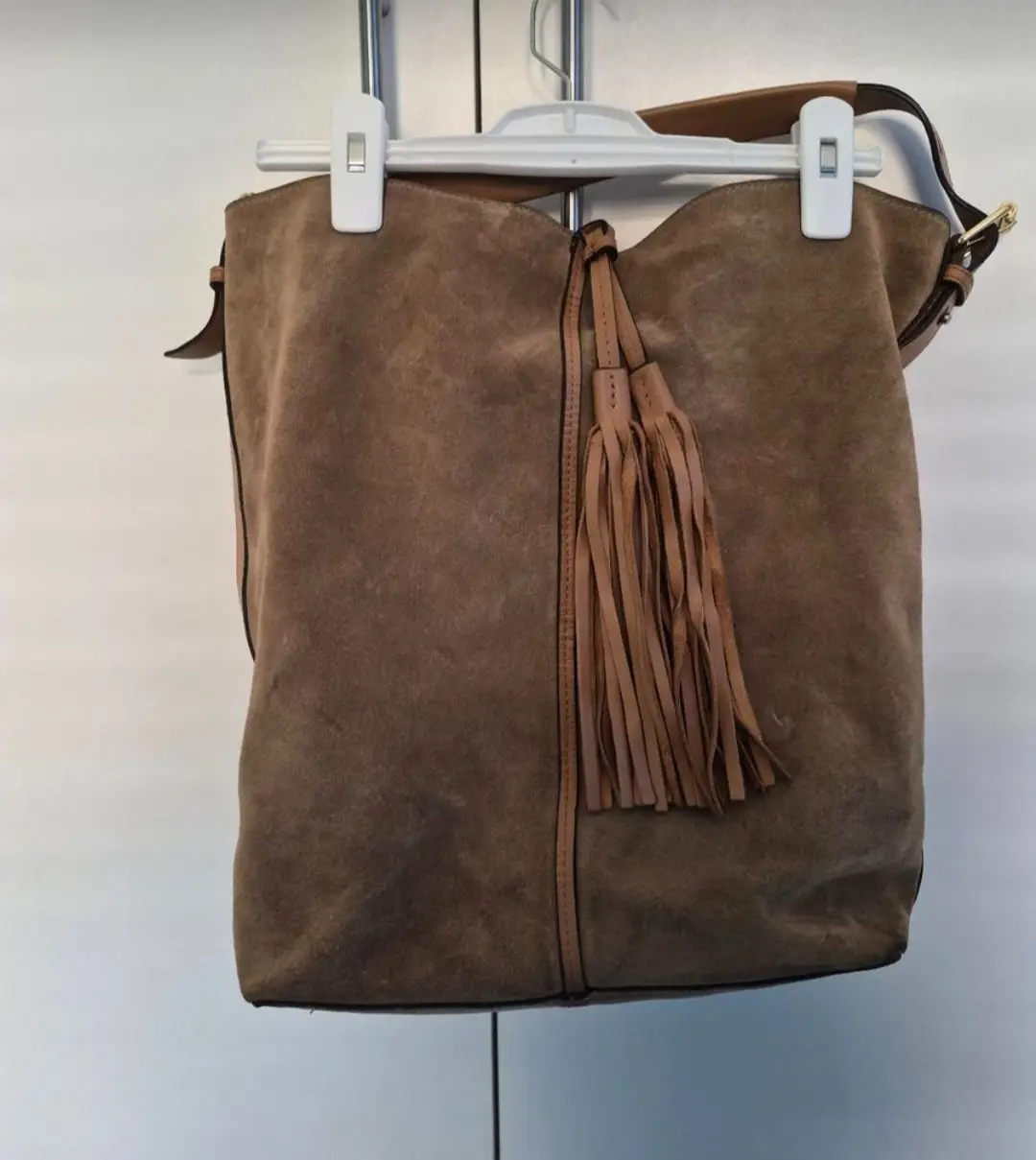 Country Road Brown Suede Hobo Bag with Tassels