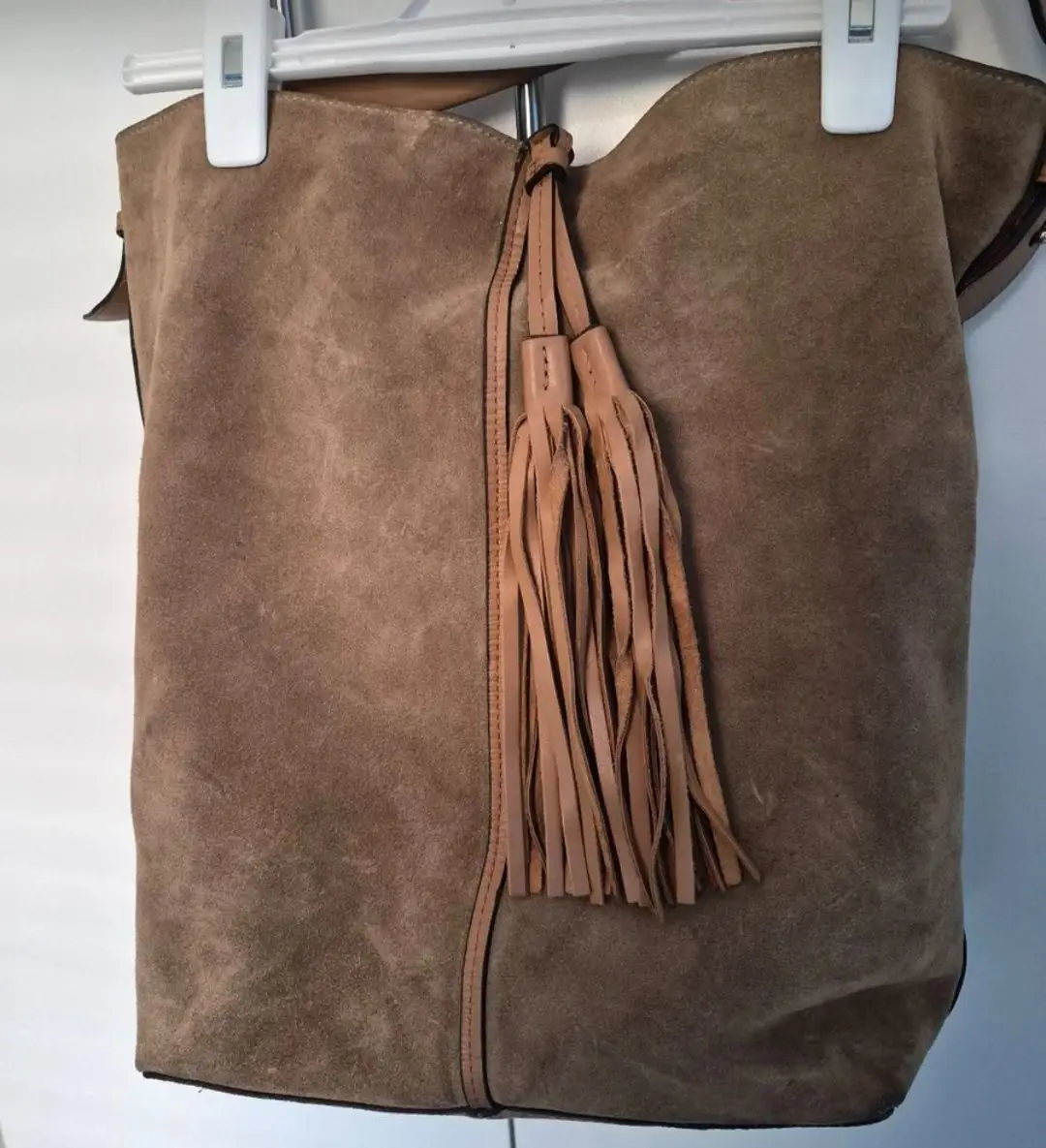 Country Road Brown Suede Hobo Bag with Tassels